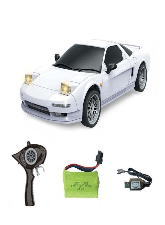 Rahisa سيارة سباق Rahisa LDRC 1/18 Rx7 RC ذات الدفع الخلفي، مزودة بنظام تحكم لاسلكي جيروسكوبي، ونظام إضاءة LD1802، ومحرك سيرفو، ووحدة تحكم إلكترونية (ESC) للهواة (أبيض) - Image 1